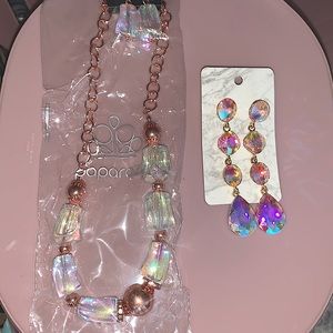 Paparazzi copper iridescent necklace and earrings